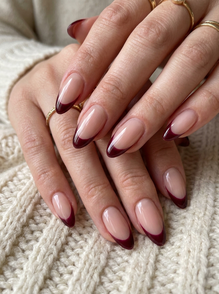 Burgundy French Tips – gepflegte Nagelidee 2026